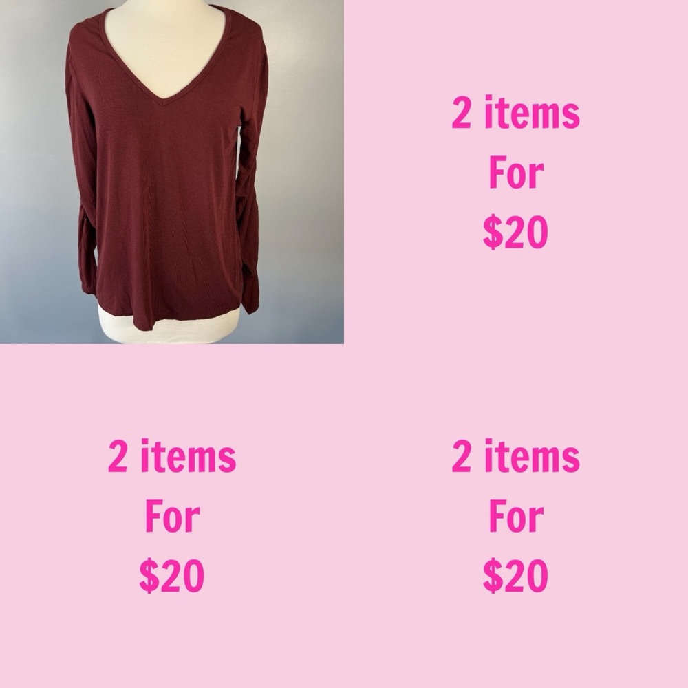 3/$30 Hello Nite! Womens Burgundy V Neck Long Sleeve Ruched Sleeves Size Small